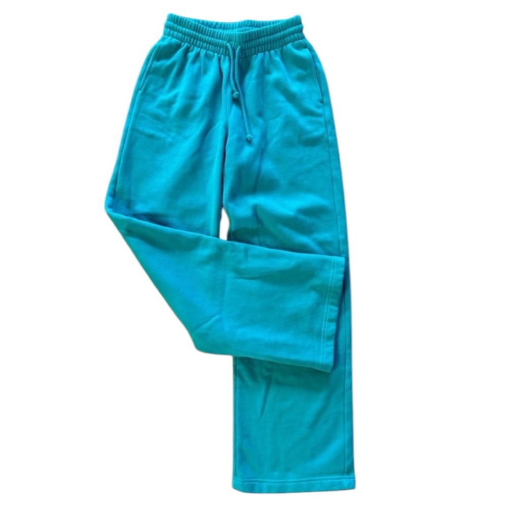 Aritzia TNA Cozy Fleece Boyfriend Sweatpants Lounge Comfy Pants Wide Leg Teal
